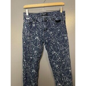 TRUKFIT Jeans Womens 7 Blue Paint Splatter Skinny Denim Stretch Streetwear Art